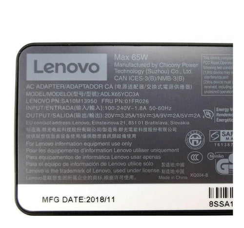 Cargador Original Lenovo Yoga 65w 3.25a Usb-c Adlx65ycc3a