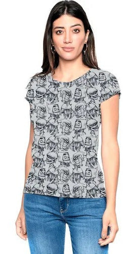 Blusa Camiseta Toxic Gorillaz Full Print Gris