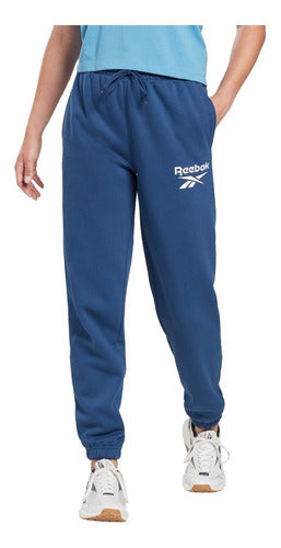 Pants De Polar Reebok Identity Logo Azul Para Mujer