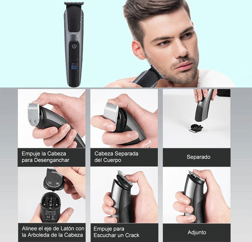 Rasuradora Afeitador Eléctrica 12en1 Impermeable Para Hombre