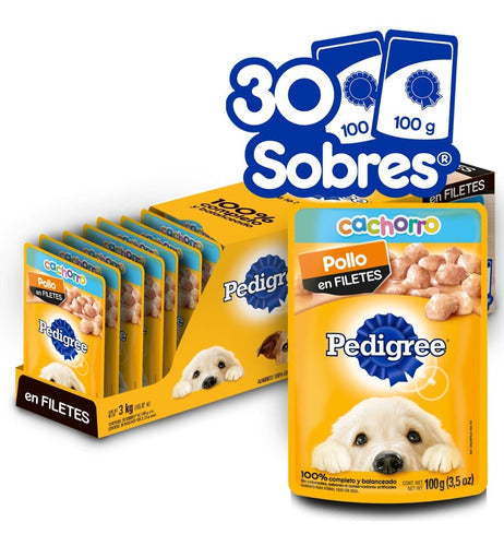 Pedigree, Alimento Cachorros, Pollo, 30 Sobres 100g C/u