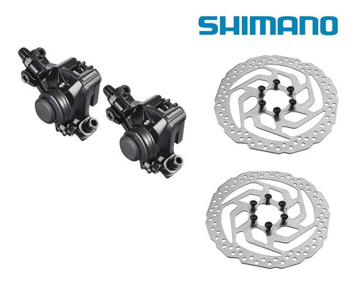 Kit Calipers Shimano Para Freno De Disco Br-m375 + Rotores