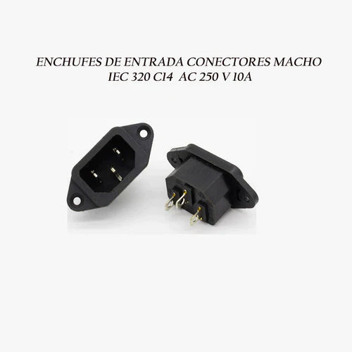 10 Pzas Enchufe Entrada Conector Macho Iec 320 C14