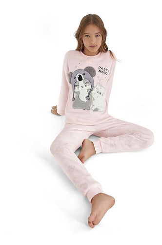 Pijama De Niña Rosa 2 Piezas Calientita Afelpada 996ad7 Nc
