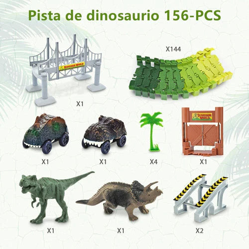 156pzs Pista Carreras Juguete Dinosaurio Felxible Para Niños