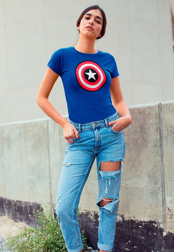 Blusa Escudo Capitán América Marvel Para Dama Original Toxic