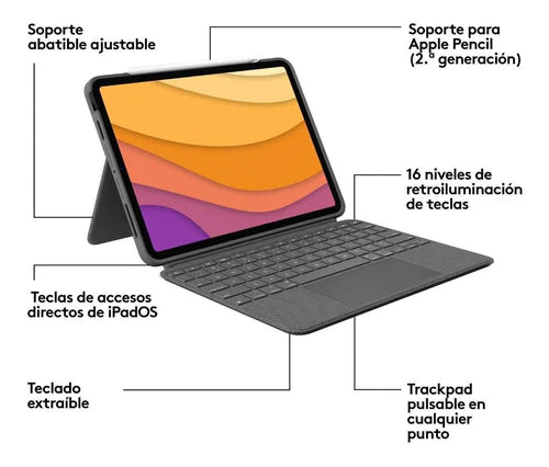 Funda Folio Con Teclado Logitech Combo Touch Para iPad Air G