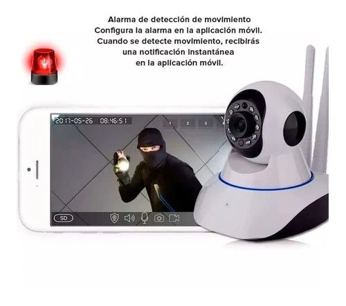 Camara Ip De Seguridad Wifi Gira 360 Grados Habla Y Escucha Hd 1080p Con 2 Antenas Inalambrica Vision Nocturna Oficina