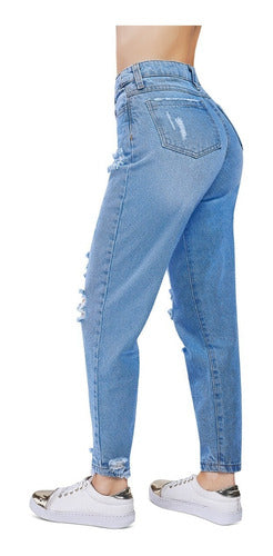 Pantalon Jeans Mom Tiro Alto Stretch Devendi Denim