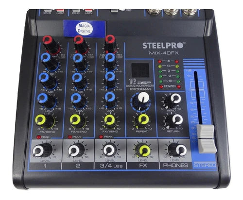 Mezcladora Mixer 4ch Dsp Bluetooth Steelpro Mix-40fx Pasiva