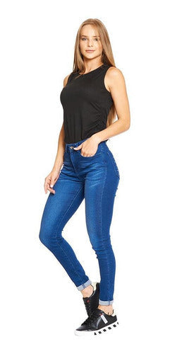 Jeans Mujer Moda Casual Skinny Estoperol Mezclilla Azul