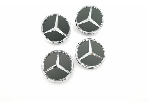 4 Tapas Centro De Rin Mercedes Benz 60mm Color Negro