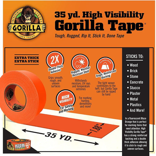 Cinta Adhesiva Gorilla Multiusos Naranja 48mm X 32mts