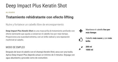 Mascarilla Deep Impact Keratin Shot 1 Litro Alisado Salerm®