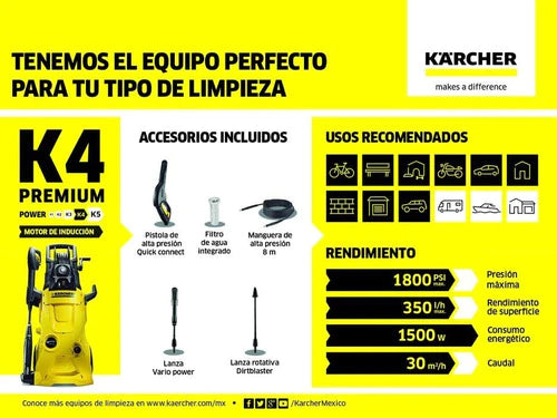 Hidrolavadora Eléctrca Karcher K4 Premium Con Carrete Gratis