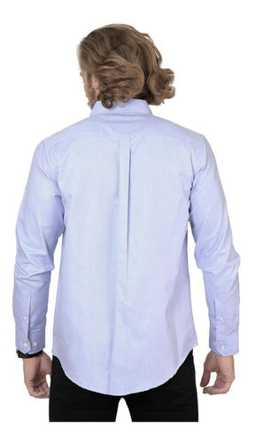 Camisa Casual Long Beach Polo Club Hombre Azul Algodon/polie