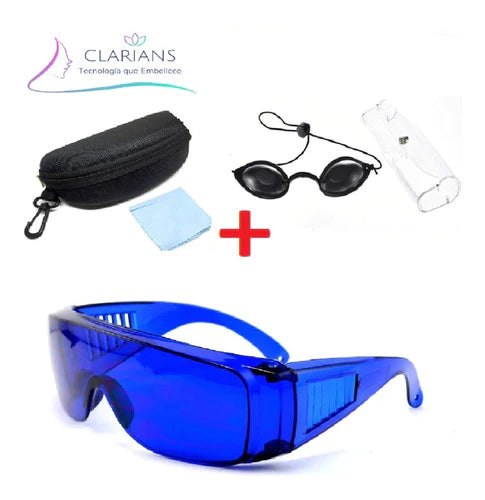 Lentes Gafas Azules Protección Láser Rojo Ipl Sol + Googles