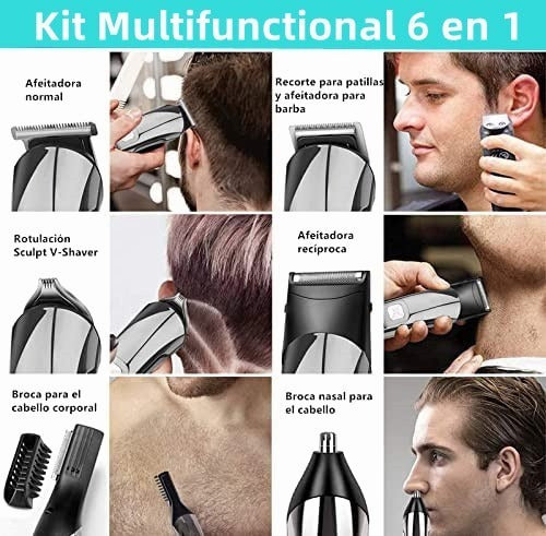 Rasuradora Eléctrica Kit Afeitador Hombre Para Barba Cabello