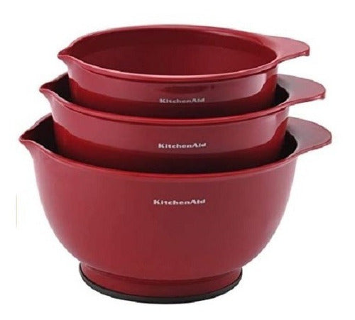 Kitchenaid Classic Bowls Pastelería Silicon Rojo 3 Piezas
