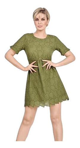 Vestido Con Detalles Bordados Color Verde Cklass 998-51