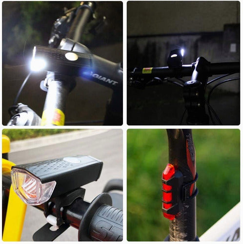 4pcs Lampara Luz Bicicleta Recargable Usb Delanteros Y Trase