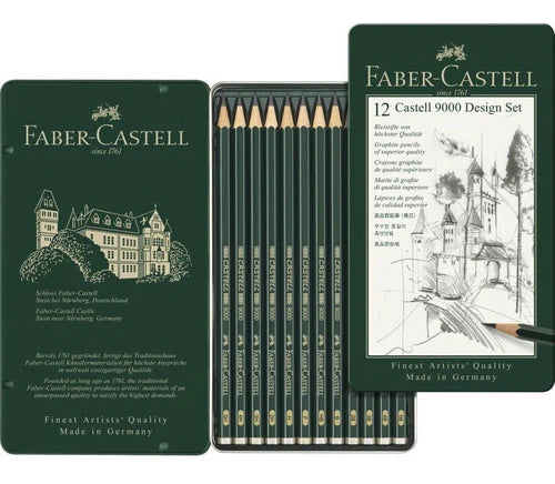 Set De 12 Lápices De Grafito Para Diseño 9000 Faber Castell