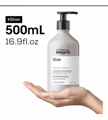 Loreal Professionnel Shampoo Silver Cabello Gris 500ml Nuevo