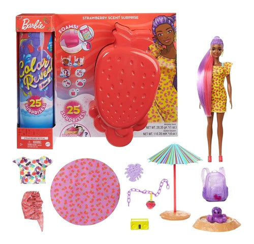 Barbie Color Reveal  Aroma Fresa 25 Piezas Incluye Mascota