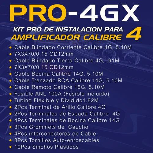 Kit De Instalación Calibre 4 C/ Accesorios Steelpro Pro-4gx