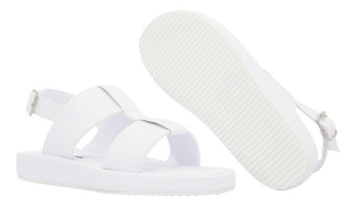 Sandalia Plataforma Baja Con Látigo Color Blanco Para Mujer
