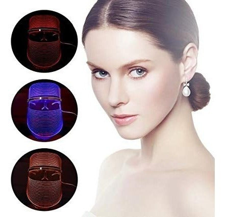 Máscara Led Facial Rejuvenecimiento 3 Colores Terapia Luz