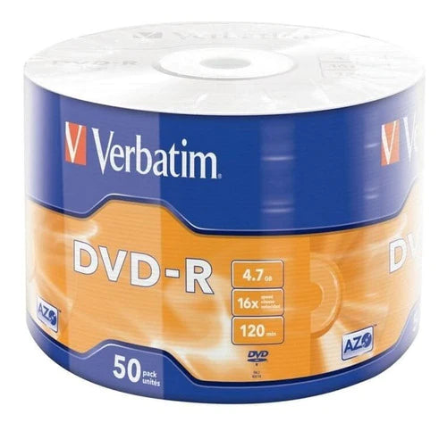 50 Piezas Dvd Verbatim 4.7gb 16x Spindle Dvd-r 120 Min