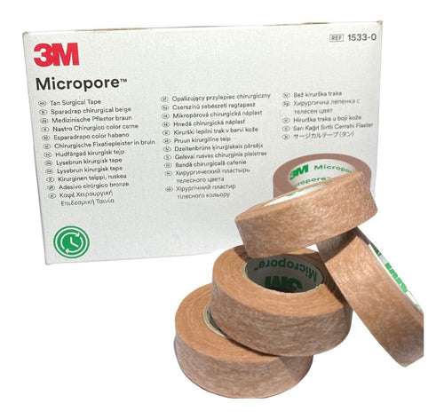 Cinta Micropore Piel 1.25cm 3m Caja C/24 Rollos 1533-0 1/2