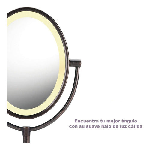 Espejo Ovalado Luz Cálida Elétrico Bronce Tocador Decoración