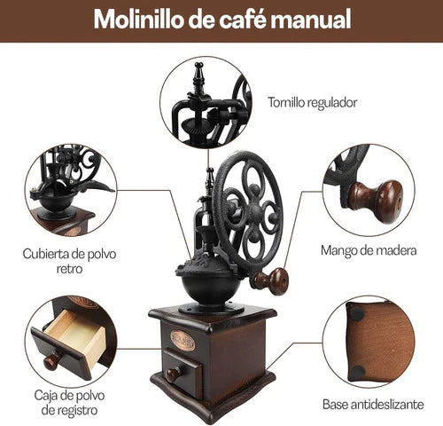 Molinillo De Café Manual Portátil De Madera Giratorio