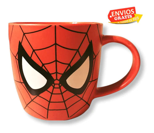Taza Spiderman Hombre Araña Man Marvel Ceramica Roja Mate