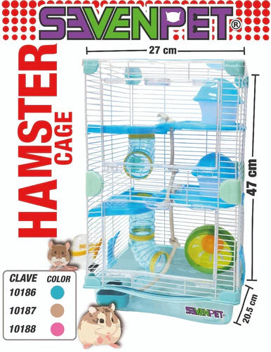 Jaula Casa Hamster Rueda Bebedero Comedero 27x20.5x47cm