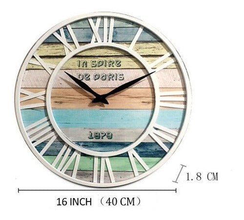 Reloj De Pared 40 Cm Metálico Playa Azul Silencioso
