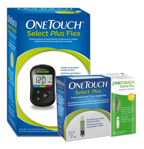 Glucómetro Onetouch Select Plus Flex 25 Tiras Y 25 Lancetas