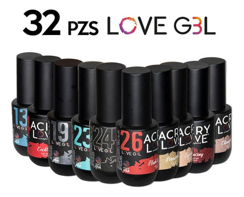 Acry Love Gel  Paquete De 30 Colores Mas Base Y Top 12pz