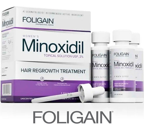 Foligain Minoxidil 2% Para Dama Tratamiento 3 Meses