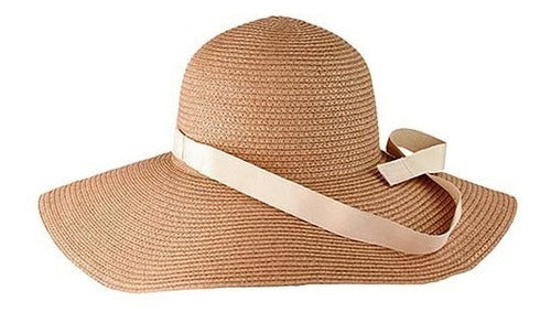Sombrero Dama Para Sol De Paja Flexible Ala Ancha De Playa