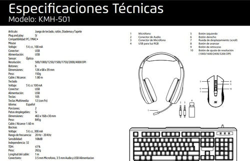 Kit Vorago Start The Game Teclado+mouse+headset+tapete C Luz