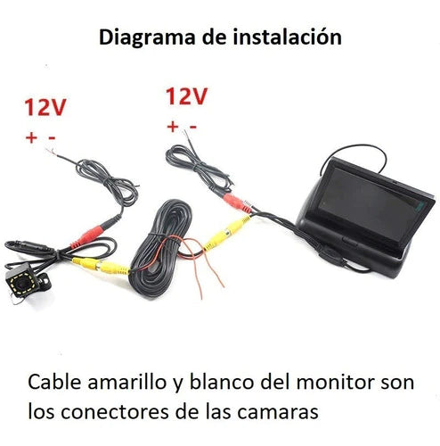 Camara De Reversa Y Frontal Con Pantalla Monitor De 4.3