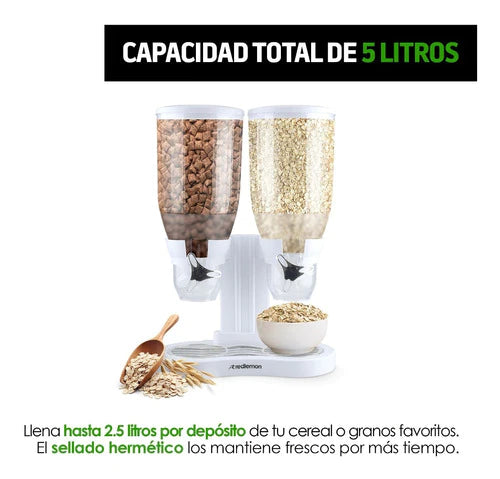 Dispensador De Cereal Con Dos Depósitos De 2.5 L Redlemon