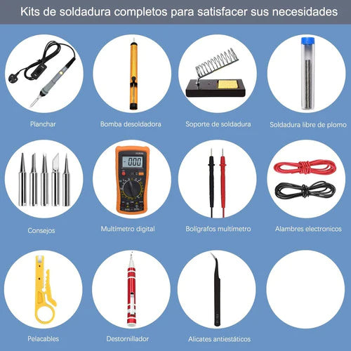 Kit De Herramienta Soldaduras 60w Con Temperatura Regulable