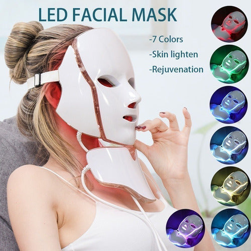 Máscara De Terapia Facial Con Luz Led De 7 Colores