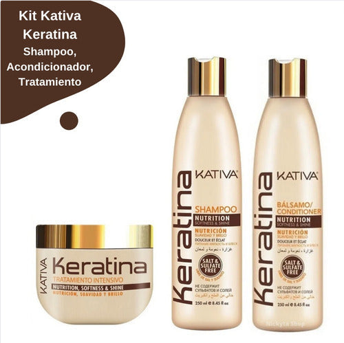 Kativa Keratina  Shampoo, Acondicionador Y Tratamiento Kit