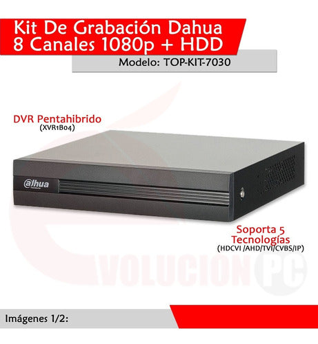 Kit Grabación Dahua Xvr1b08 8ch 1080p Hdd 500gb + Letrero V2