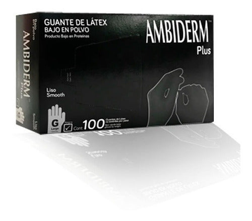 Guante Latex Negro Ambiderm Plus Caja Con 100 Talla Grande